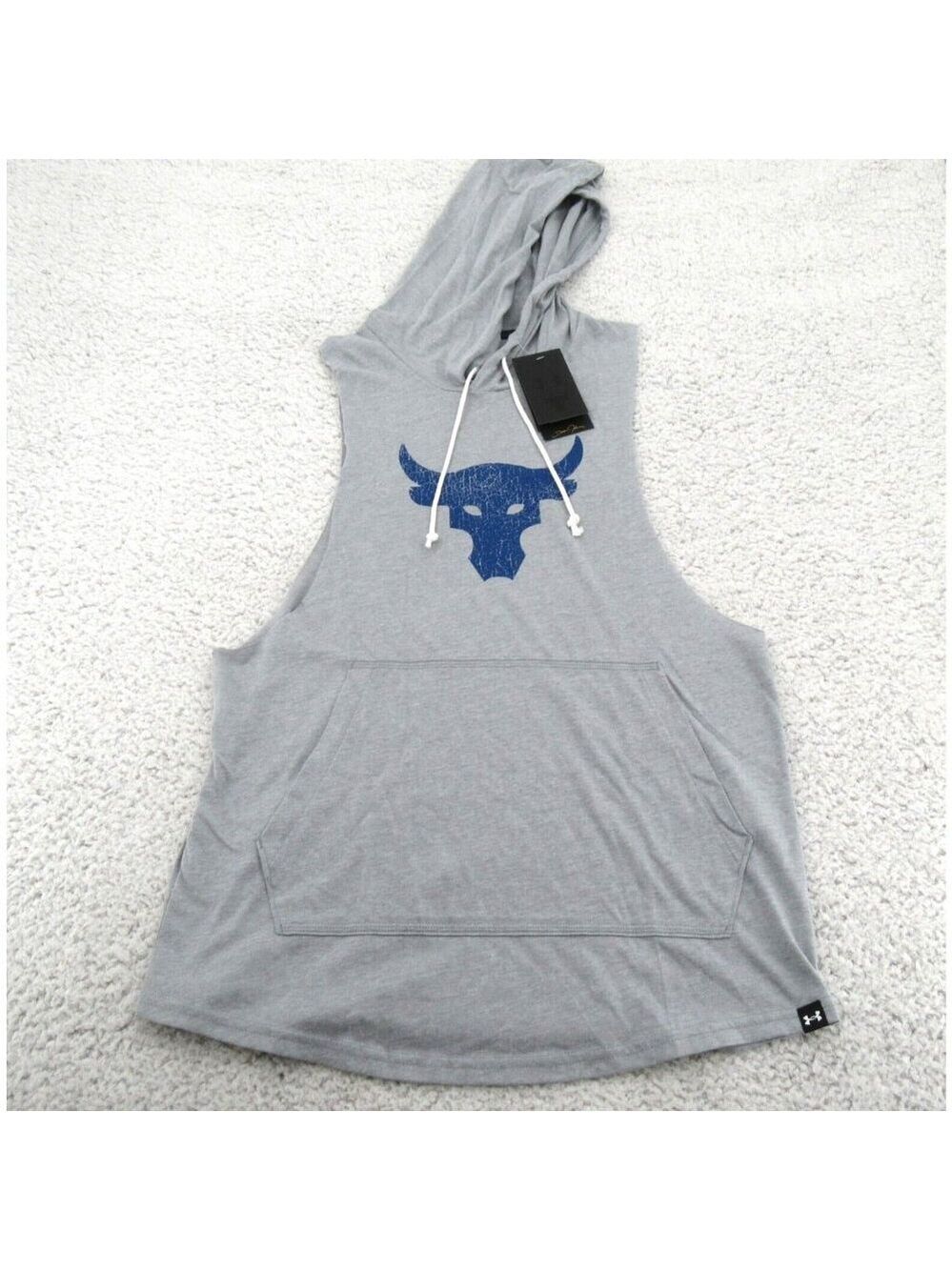 Under Armour UA Project Rock Sleeveless Hoodie Mens Size Small NEW - Picture 2 of 12